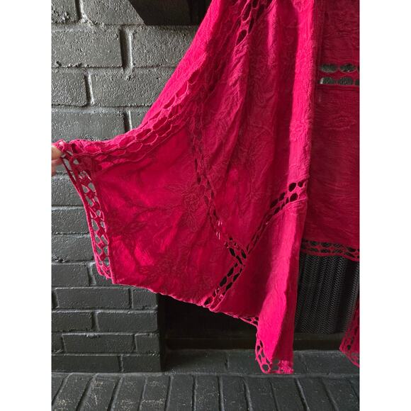 TORRID Crochet Lace Inset Floral Boho Kimono in Red size 3/4 - Picture 3 of 7